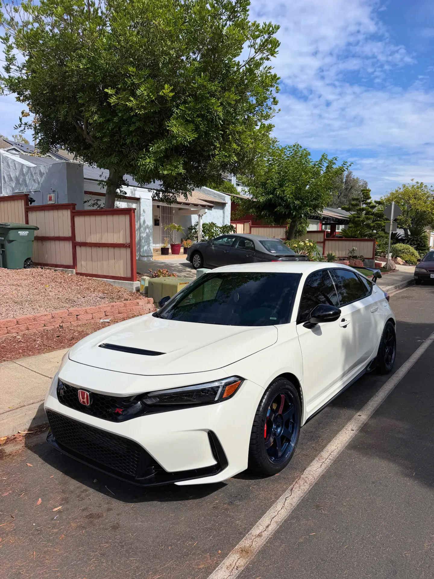 Clean white Honda Civic Type R parked on a San Diego street
